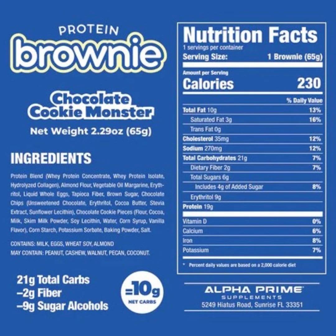 AP Prime Bites Protein Brownie (Box of 12) - Chocolate Cookie Monster - Image 3