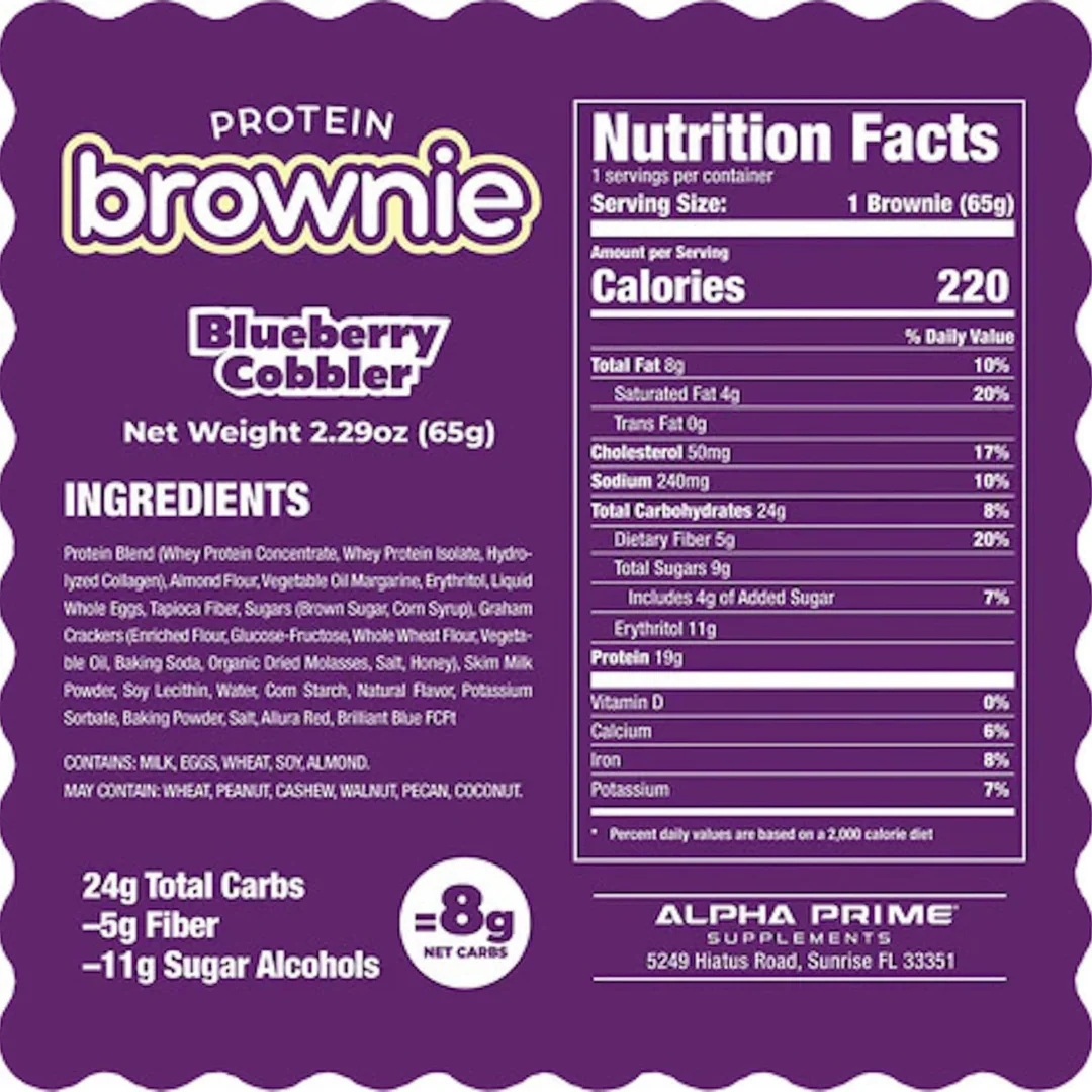 AP Prime Bites Protein Brownies (Box of 12) - Blueberry Cobbler - Image 3